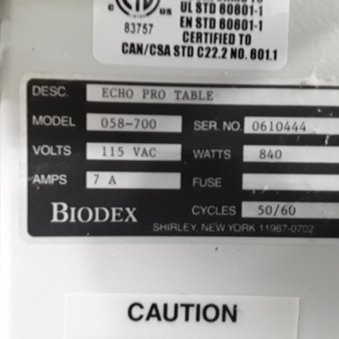 Biodex 058-700 Echo Pro Table