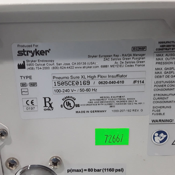 Stryker 620-040-610 Pneumo Sure XL High Flow Insufflator