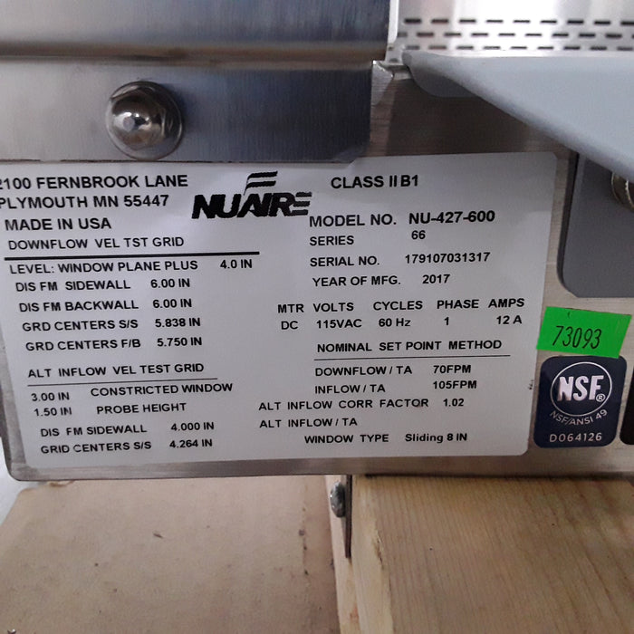 Nuaire NU-427-600 Biosafety Cabinet