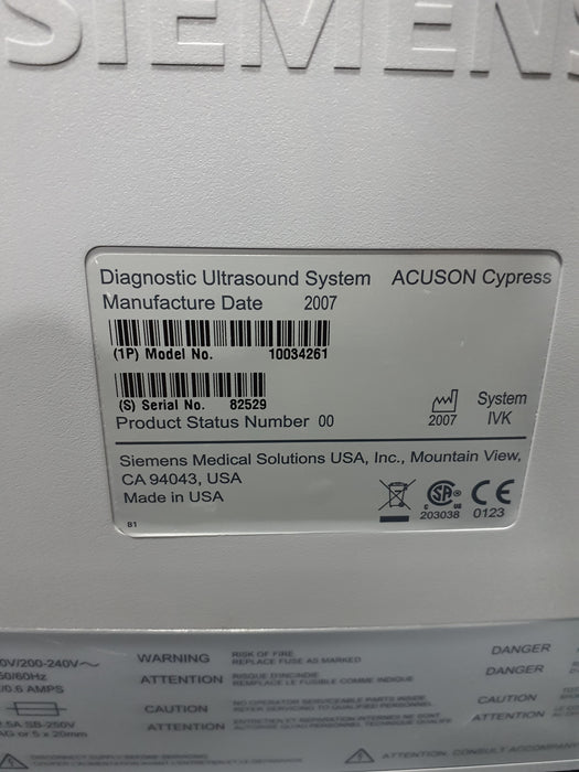 Siemens Cypress Portable Ultrasound
