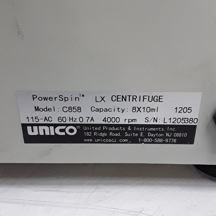 Unico C858 PowerSpin LX Centrifuge