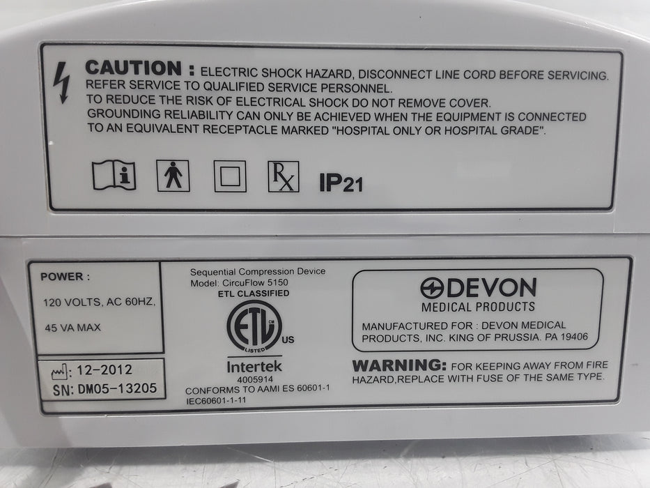 Devon Medical CircuFlow Model 5150 Sequential Compression System