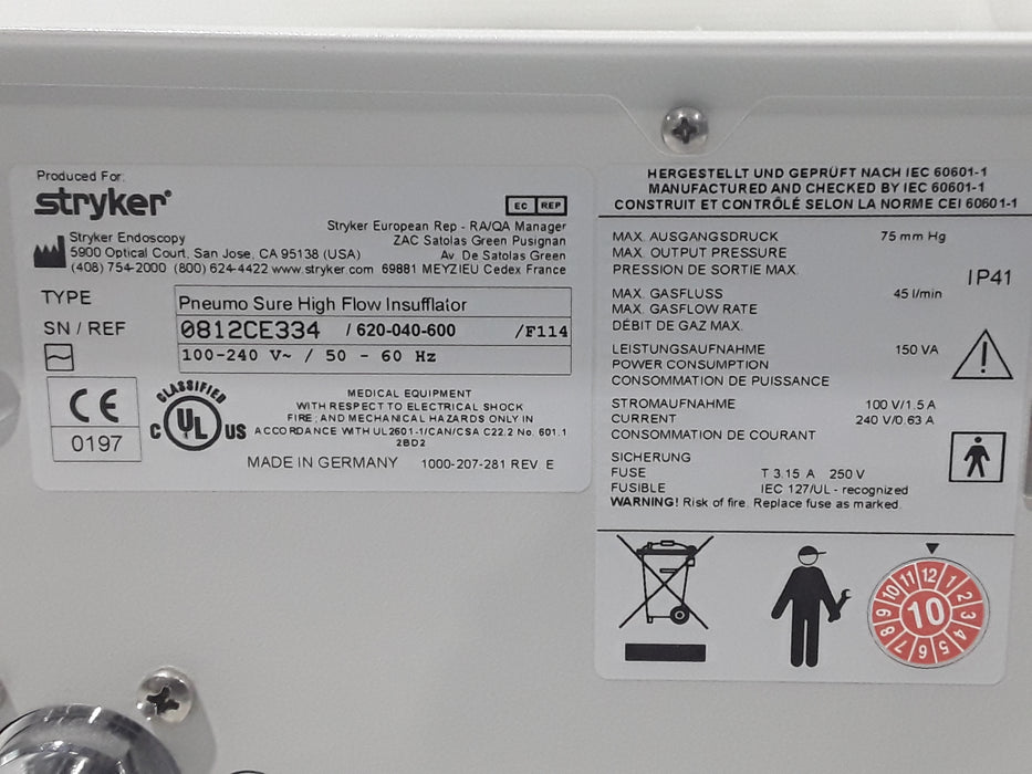 Stryker 45L Pneumo Sure XL Insufflator