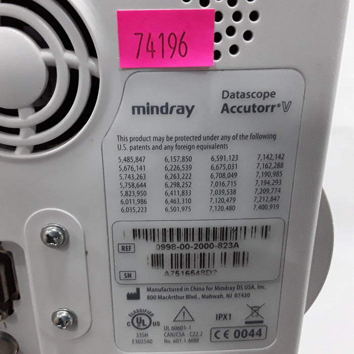 Mindray Datascope Accutorr V Vital Signs Monitor