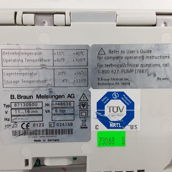 B. Braun Infusomat Space w/AC Adapter Infusion Pump