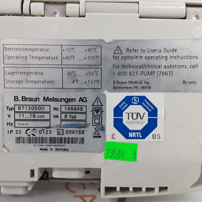 B. Braun Infusomat Space w/AC Adapter Infusion Pump