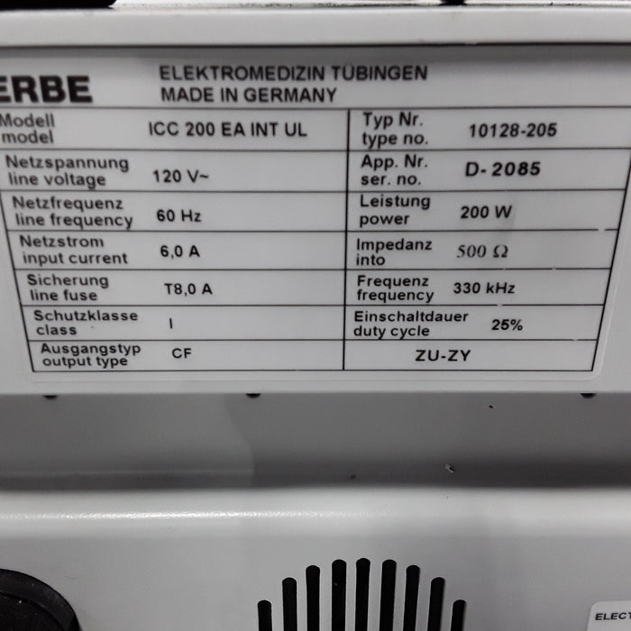 Erbe ICC 200 Electrosurgical Unit