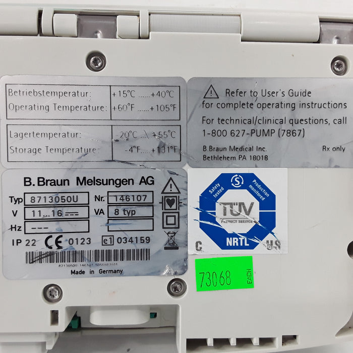 B. Braun Infusomat Space w/AC Adapter Infusion Pump