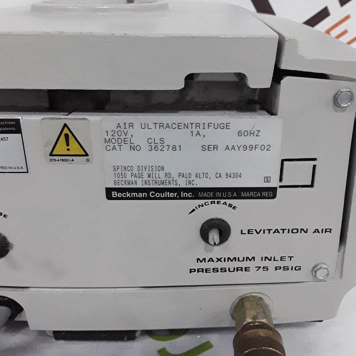 Beckman Coulter Airfuge CLS 362781 Air Driven Ultracentrifuge
