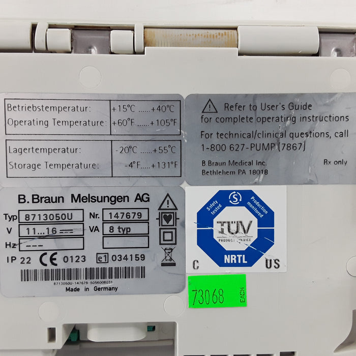 B. Braun Infusomat Space w/AC Adapter Infusion Pump