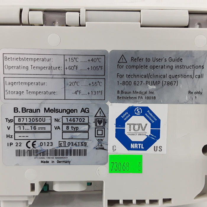 B. Braun Infusomat Space w/AC Adapter Infusion Pump