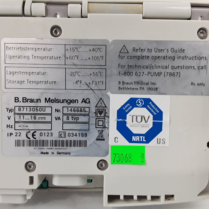 B. Braun Infusomat Space w/AC Adapter Infusion Pump