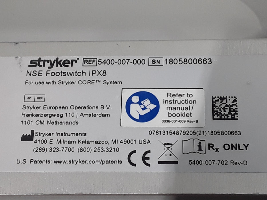 Stryker 5400-007-000 NSE Footswitch