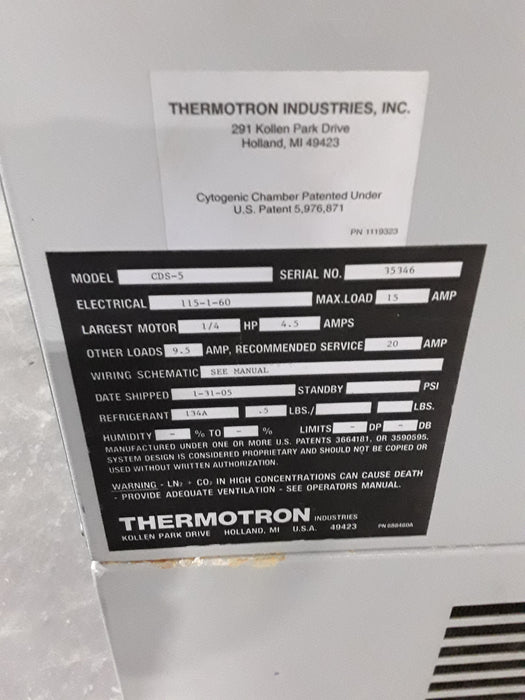 Thermotron CDS-5 Cytogenetic Drying Chamber Hood