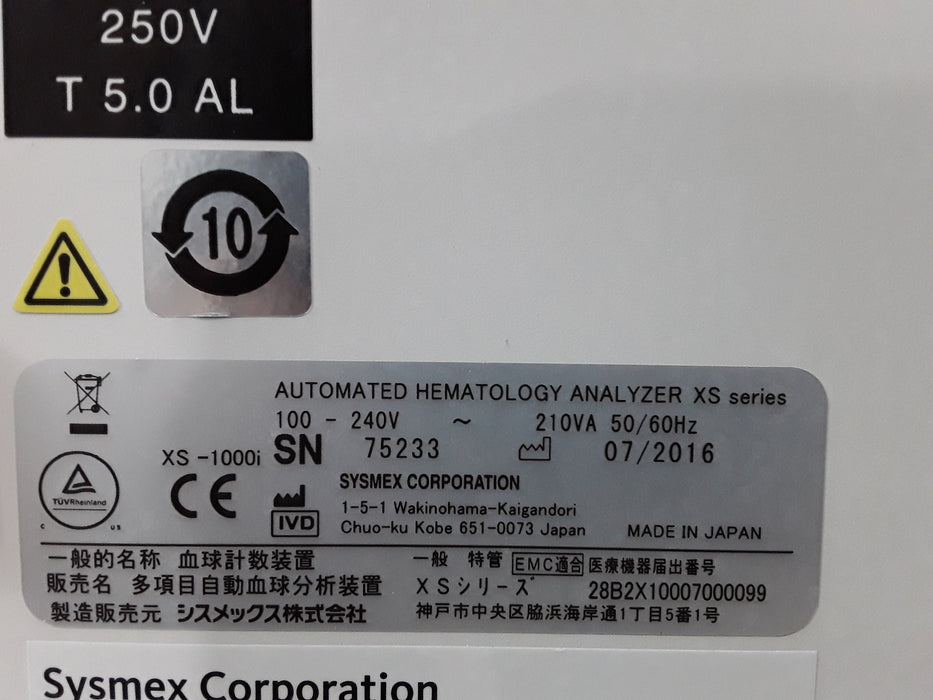 Sysmex XS-1000i Automated Hematology Analyzer