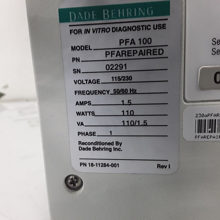 Dade Behring PFA-100 Platelet Analyzer