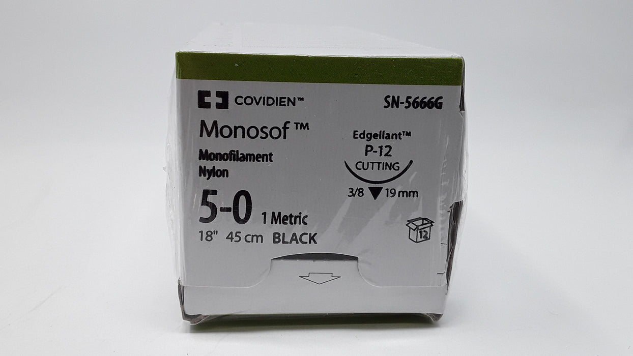 Covidien SN-5666G Monosof Monofilament Nylon 5-0 18" Black Box of 12