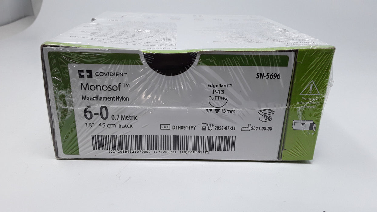 Covidien SN-5696 Monosof 6-0 18" Black Monofilament Nylon Box of 36