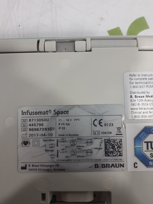 B. Braun Infusomat Space w/AC Adapter Infusion Pump