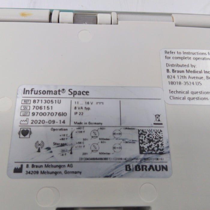 B. Braun Infusomat Space w/AC Adapter Infusion Pump