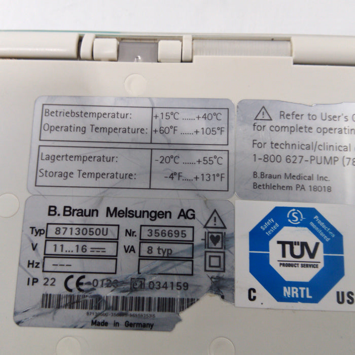 B. Braun Infusomat Space w/AC Adapter Infusion Pump