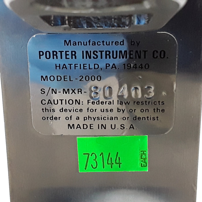 Porter Instrument Company MXR 2000 Dental Nitrous Flowmeter