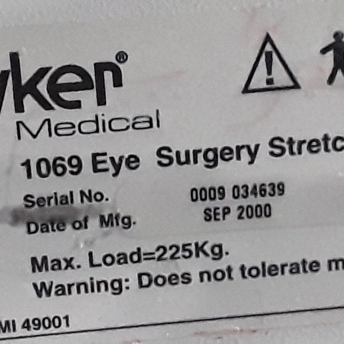 Stryker 1069 Eye Surgery Stretcher