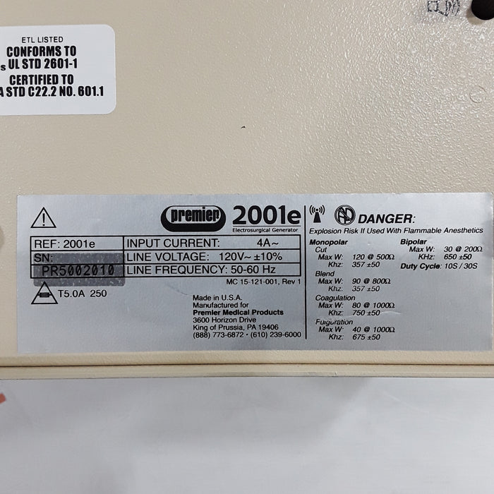 Premier Medical Products 2001e Electrosurgical Generator