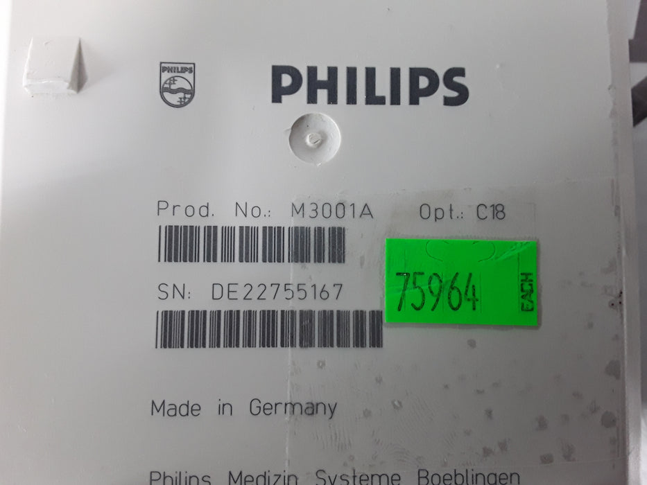 Philips M3001A-C18 Fast SpO2, NIBP, 12 lead ECG, Temp, IBP MMS Module