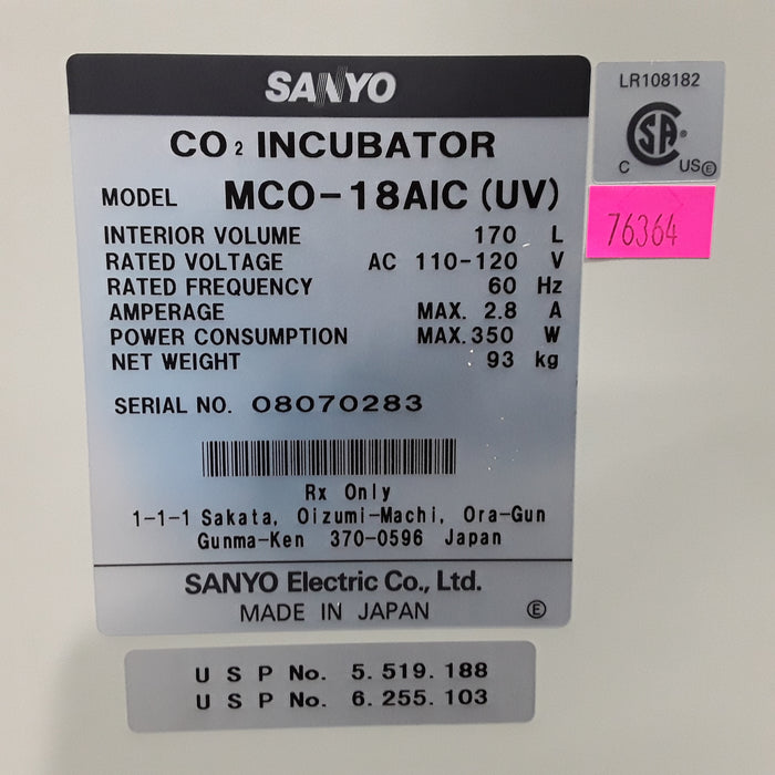 Sanyo Denki MCO-18AIC CO2 Incubator