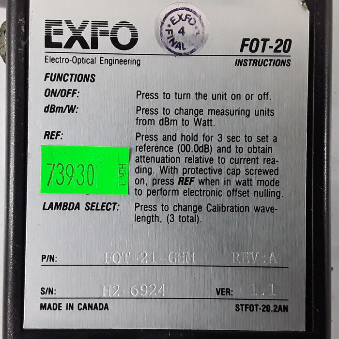 Exfo FOT-20 Handheld Fiber-Optic Tester