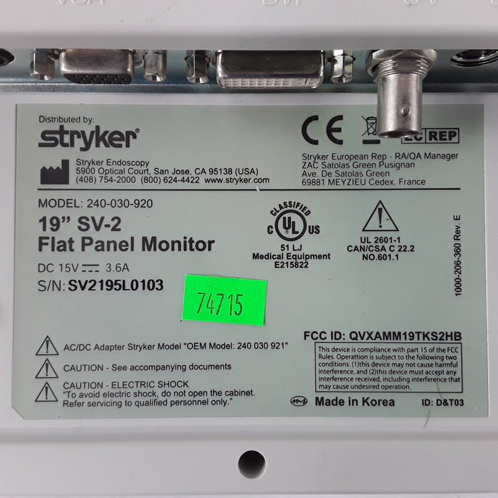 Stryker SV2 19" Monitor