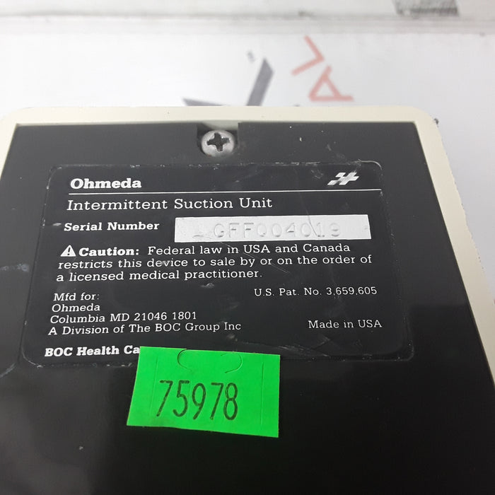 Ohmeda Medical 200 Intermittent Suction Unit