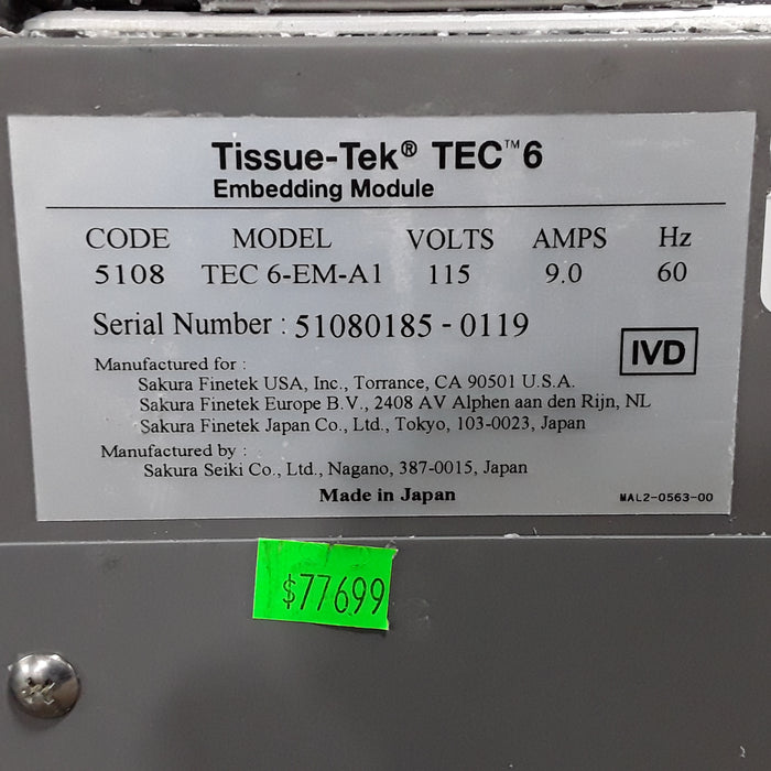 SAKURA Tissue-Tek TEC 6 Embedding Module
