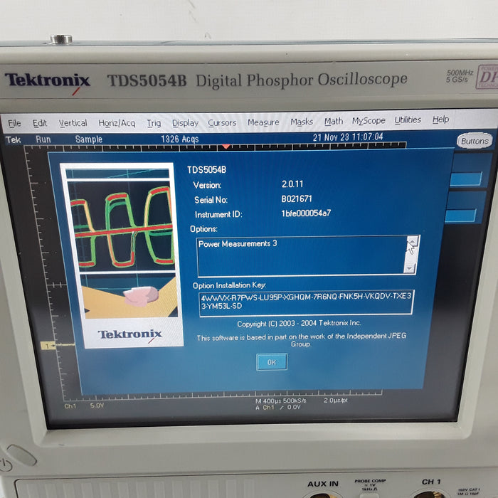 Tektronix TDS5054B-NV-AV 500MHz 5GS/s 4-Channel Oscilloscope