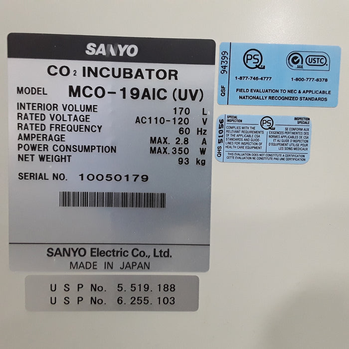 Sanyo MCO-19AIC (UV) CO2 Incubator