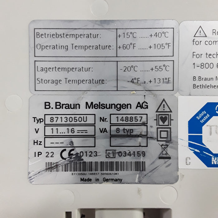 B. Braun Infusomat Space w/Pole Clamp & AC Adapter Infusion Pump