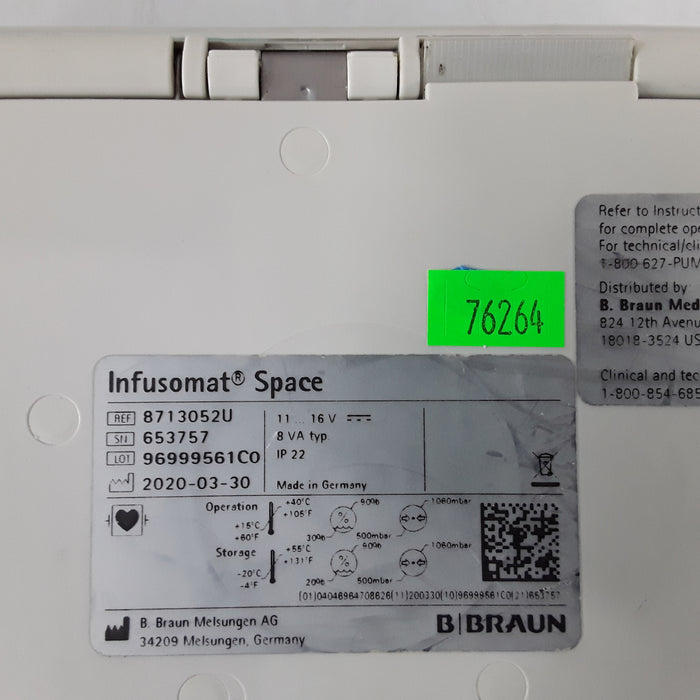 B. Braun Infusomat Space w/AC Adapter Infusion Pump