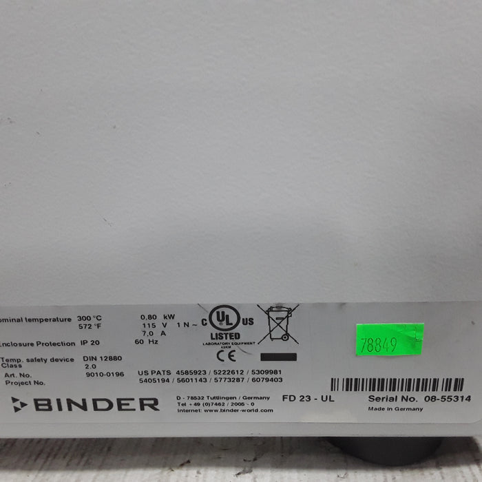 Binder Gmbh FD 23 Drying/Heating Oven