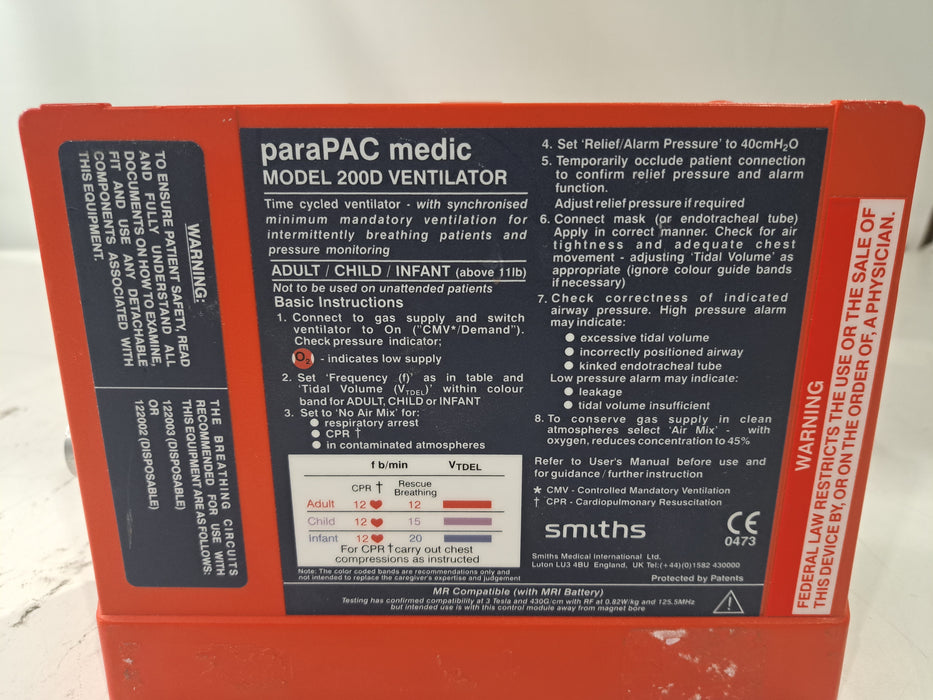 Smiths Medical Pneupac ParaPAC 200D Ventilator