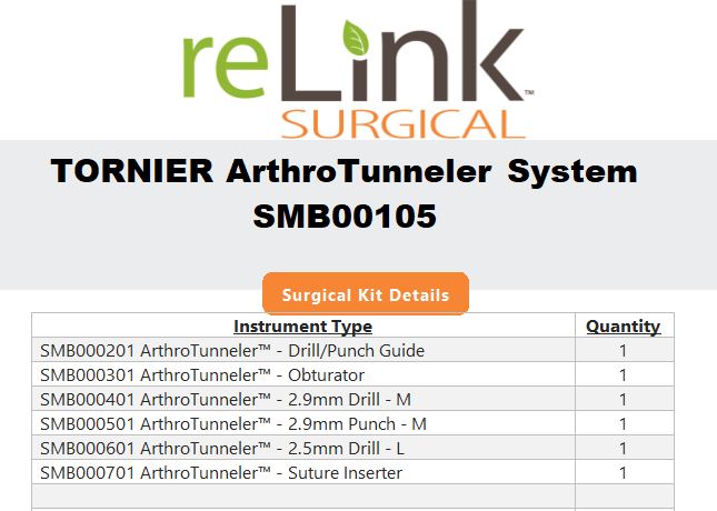 TORNIER SMB00105 ArthroTunneler System