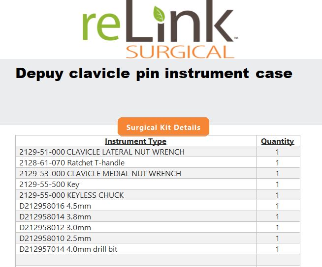 DePuy CCMED57 Clavicle Instrument Case