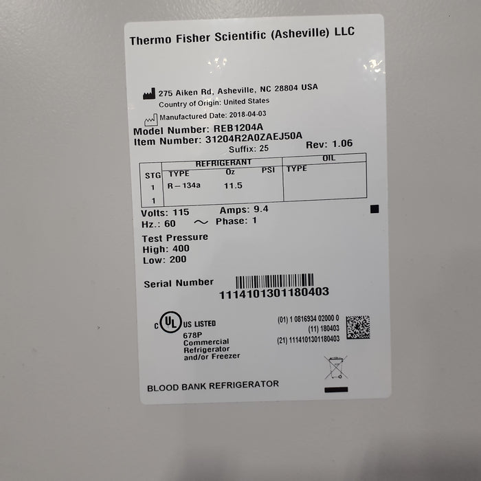 Thermo Scientific Revco REB1204A Lab Refrigerator/Freezer