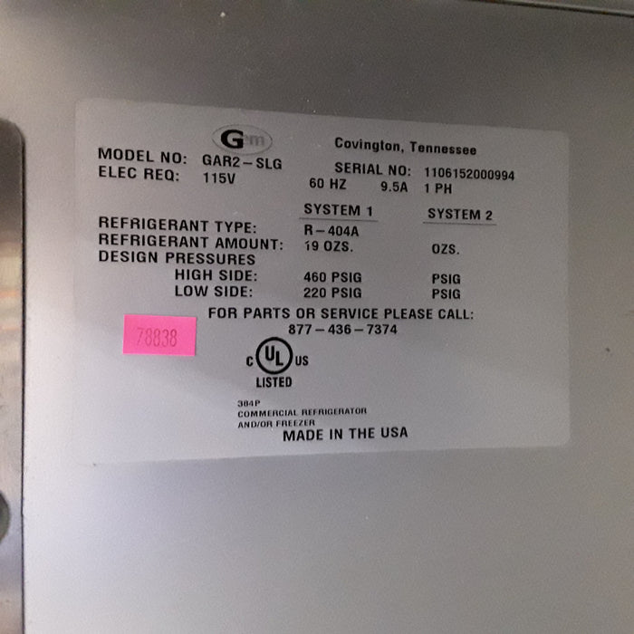 Gem Refrigerator Company GAR2-SLG Refrigerator