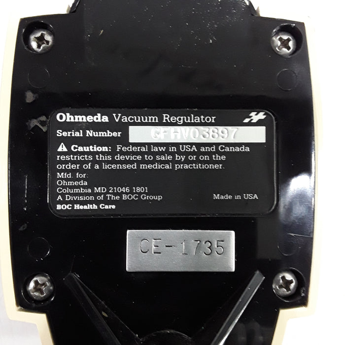 Ohmeda Medical Continuous Vacuum Regulator