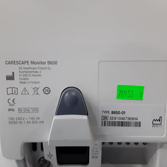 GE Healthcare Carescape B650 w/ Masimo PDM Patient Monitor