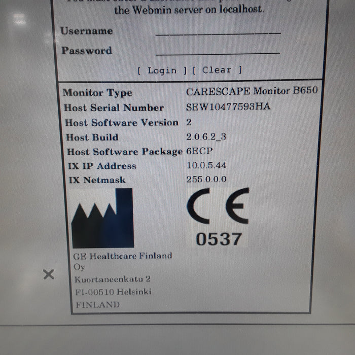 GE Healthcare Carescape B650 w/ Masimo PDM Patient Monitor