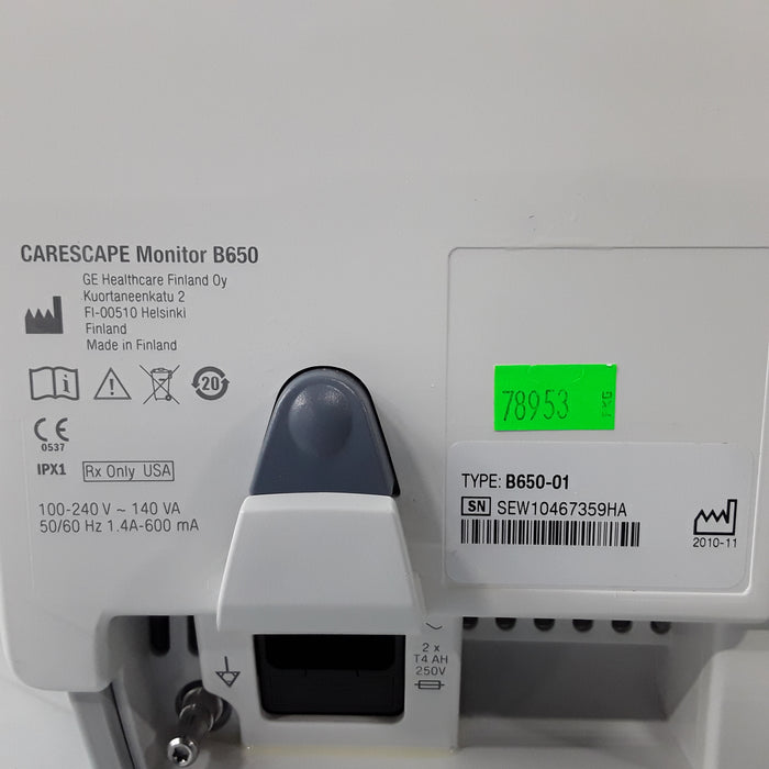 GE Healthcare Carescape B650 w/ Masimo PDM Patient Monitor