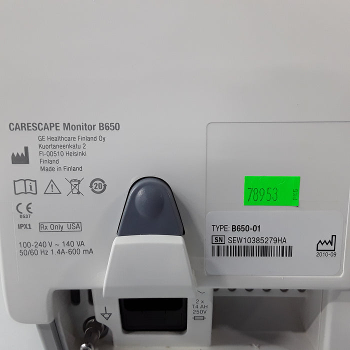 GE Healthcare Carescape B650 w/ Masimo PDM Patient Monitor