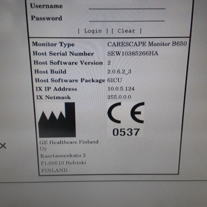 GE Healthcare Carescape B650 w/ Masimo PDM Patient Monitor